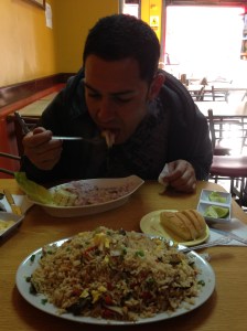 Giant chaufita and cebiche totalling 40 soles/ 14 USD