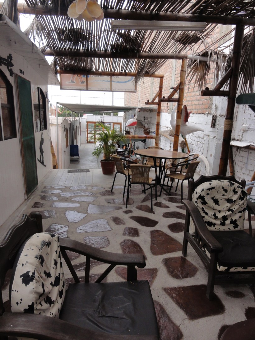 The living area and entrance to Hostal Backpackers